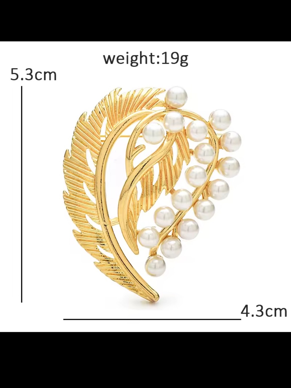 Gold Leaf Pearl Cluster Brooch - Picture 9 of 10